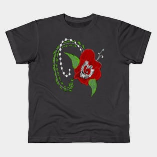 Red rose and green branches Kids T-Shirt